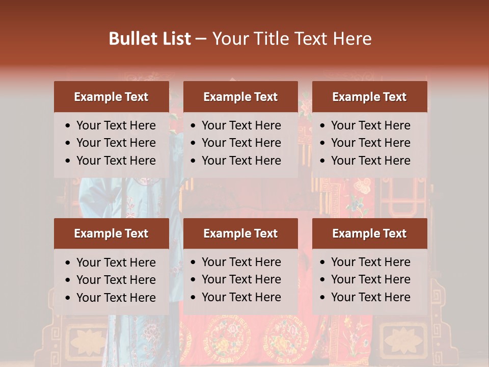 A Woman In A Chinese Costume Standing In Front Of A Stage PowerPoint Template