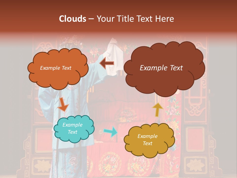 A Woman In A Chinese Costume Standing In Front Of A Stage PowerPoint Template