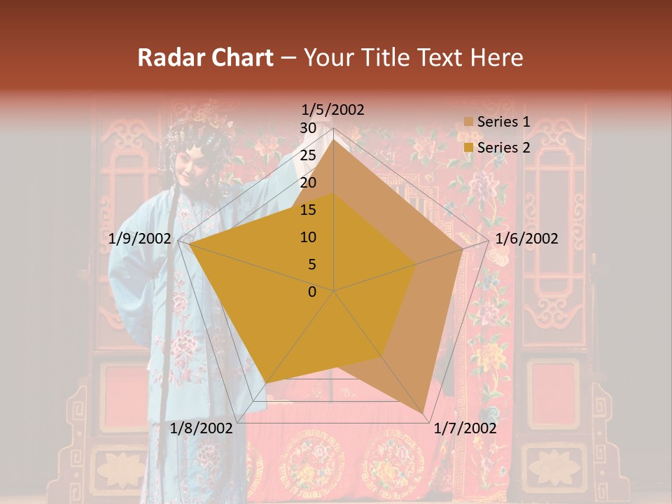 A Woman In A Chinese Costume Standing In Front Of A Stage PowerPoint Template