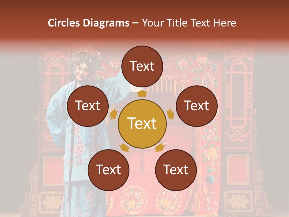 A Woman In A Chinese Costume Standing In Front Of A Stage PowerPoint Template