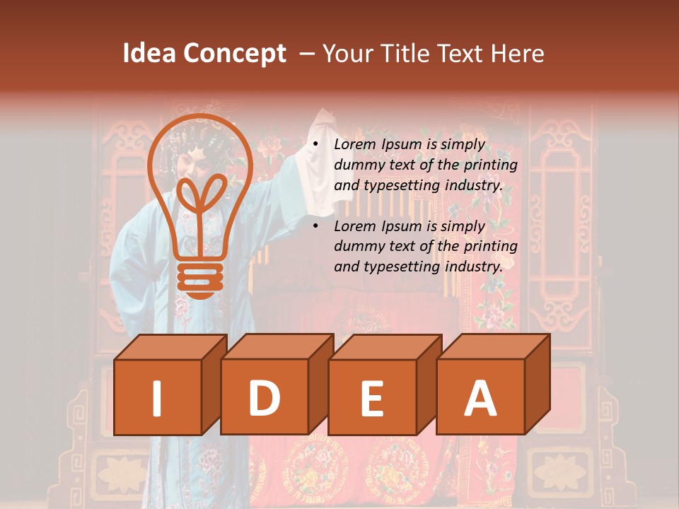 A Woman In A Chinese Costume Standing In Front Of A Stage PowerPoint Template