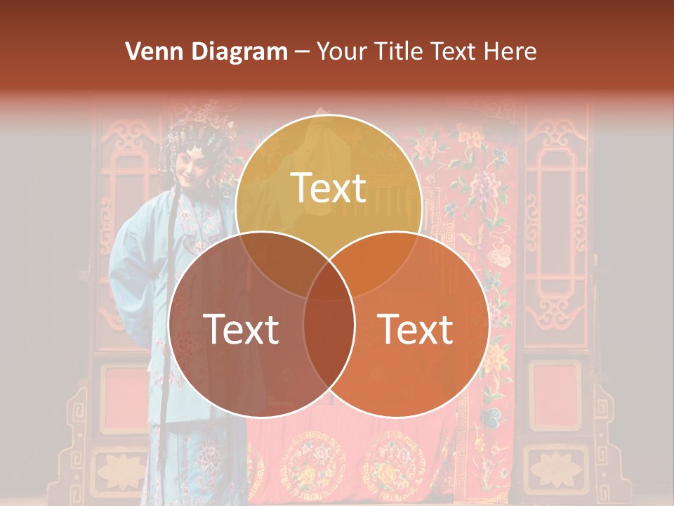 A Woman In A Chinese Costume Standing In Front Of A Stage PowerPoint Template