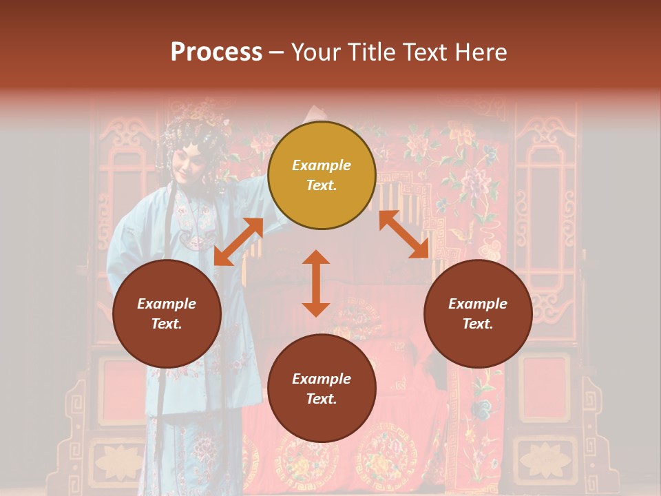 A Woman In A Chinese Costume Standing In Front Of A Stage PowerPoint Template