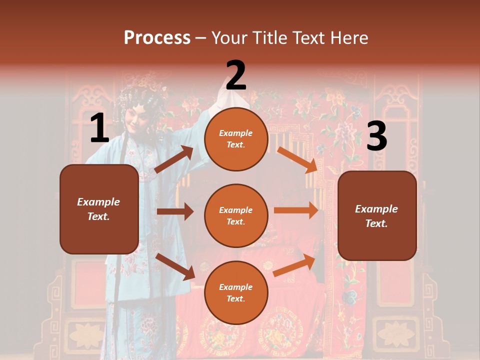 A Woman In A Chinese Costume Standing In Front Of A Stage PowerPoint Template