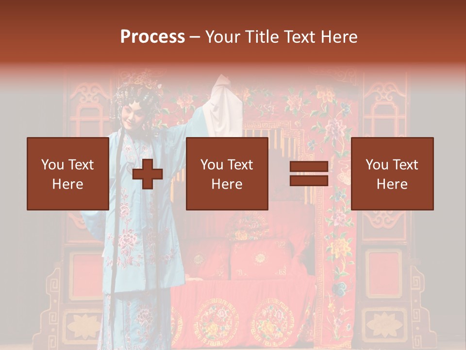 A Woman In A Chinese Costume Standing In Front Of A Stage PowerPoint Template