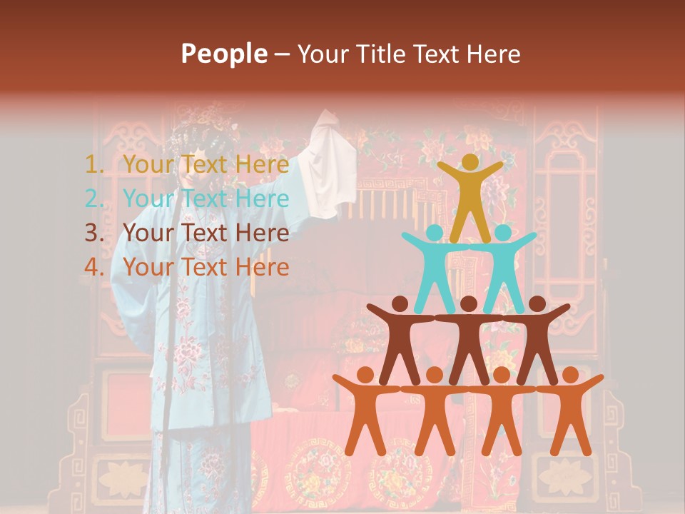 A Woman In A Chinese Costume Standing In Front Of A Stage PowerPoint Template