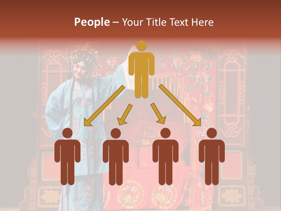 A Woman In A Chinese Costume Standing In Front Of A Stage PowerPoint Template