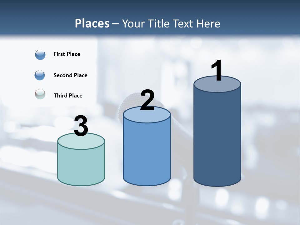 A Microphone On A Table With A Blurry Background PowerPoint Template
