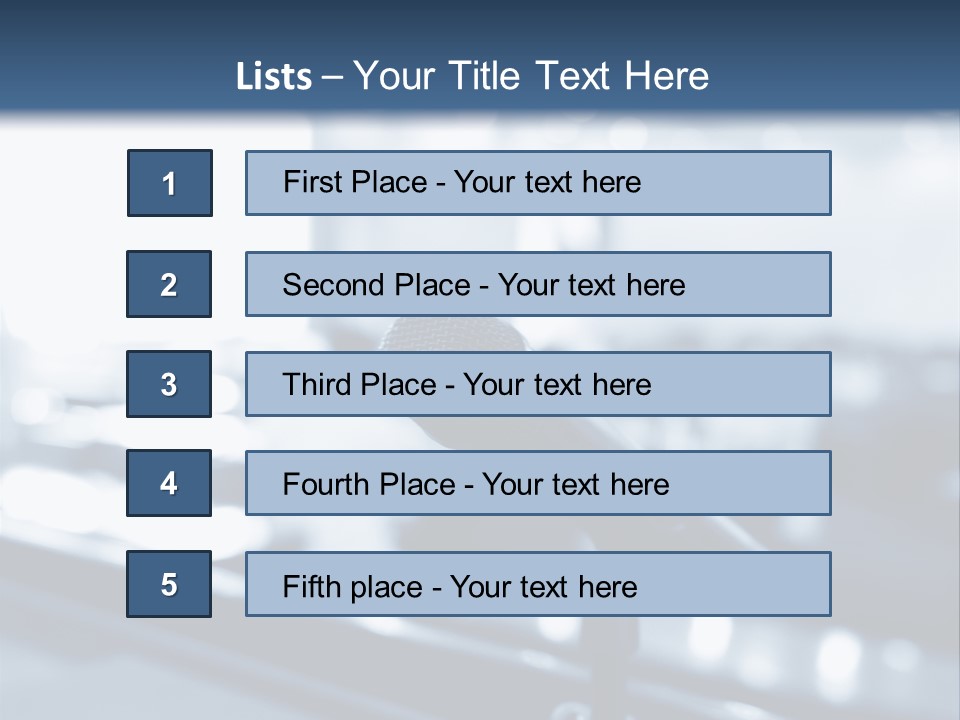A Microphone On A Table With A Blurry Background PowerPoint Template