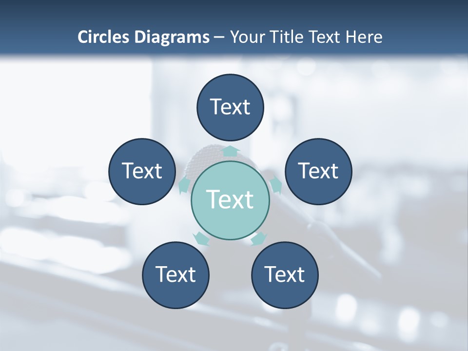 A Microphone On A Table With A Blurry Background PowerPoint Template