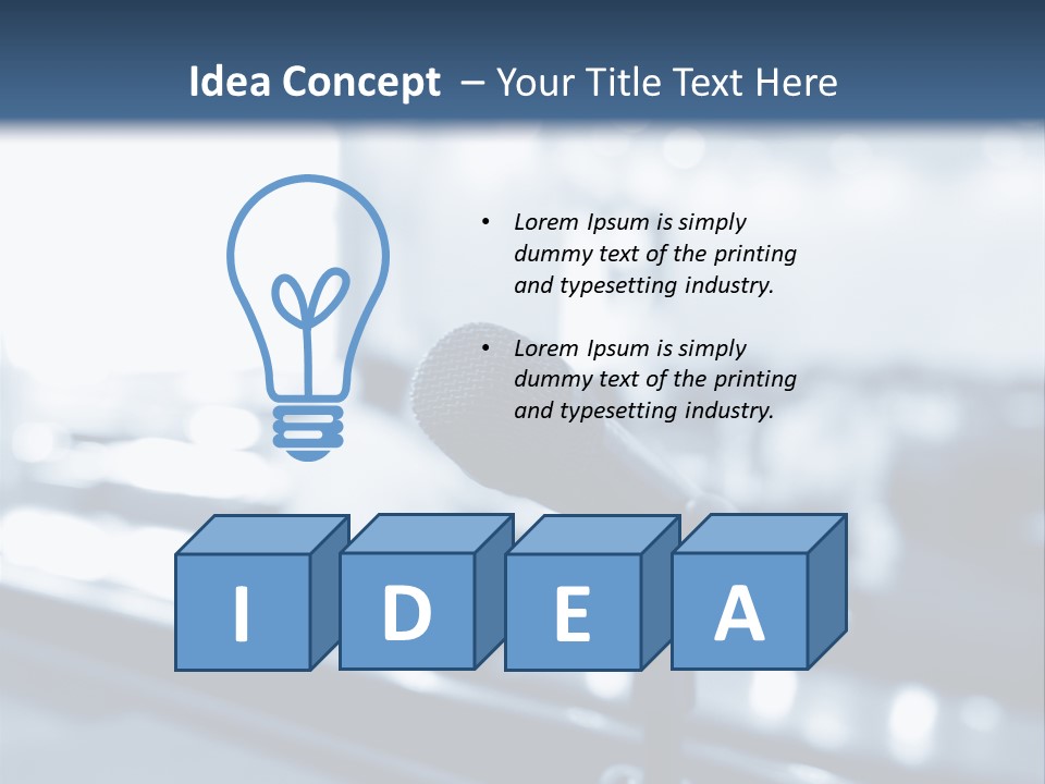 A Microphone On A Table With A Blurry Background PowerPoint Template