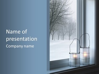 A Couple Of Candles Sitting On Top Of A Window Sill PowerPoint Template