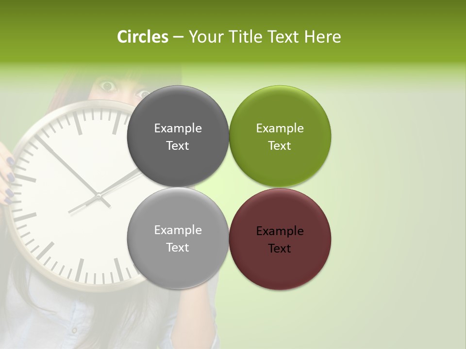 A Woman Holding A Large Clock Over Her Face PowerPoint Template