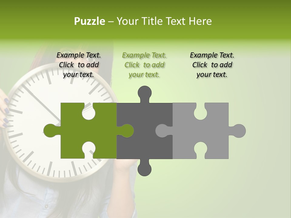 A Woman Holding A Large Clock Over Her Face PowerPoint Template