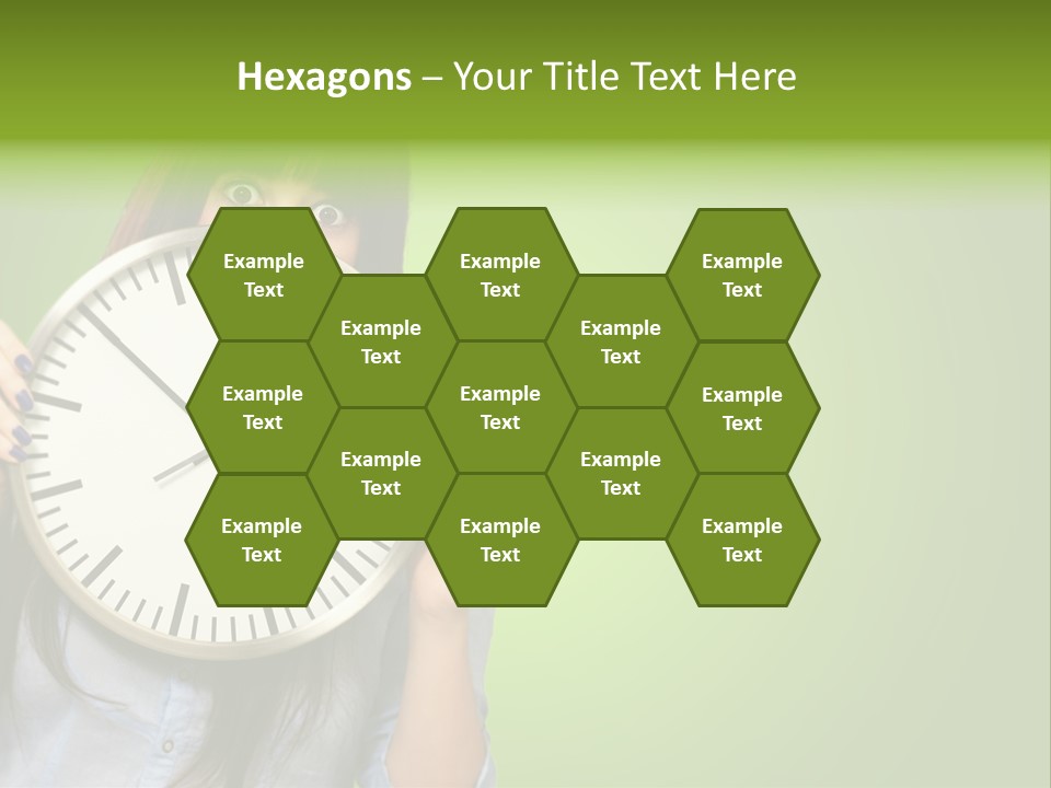 A Woman Holding A Large Clock Over Her Face PowerPoint Template