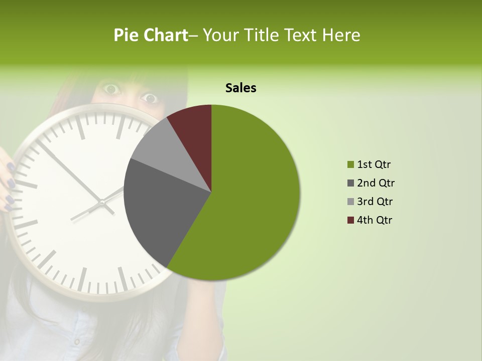 A Woman Holding A Large Clock Over Her Face PowerPoint Template