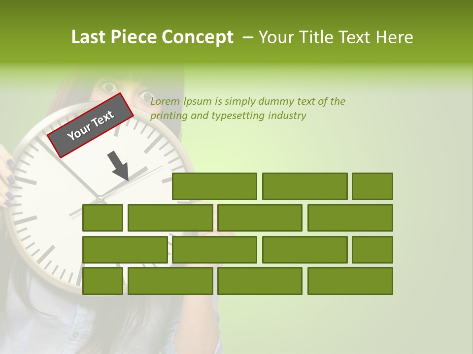 A Woman Holding A Large Clock Over Her Face PowerPoint Template