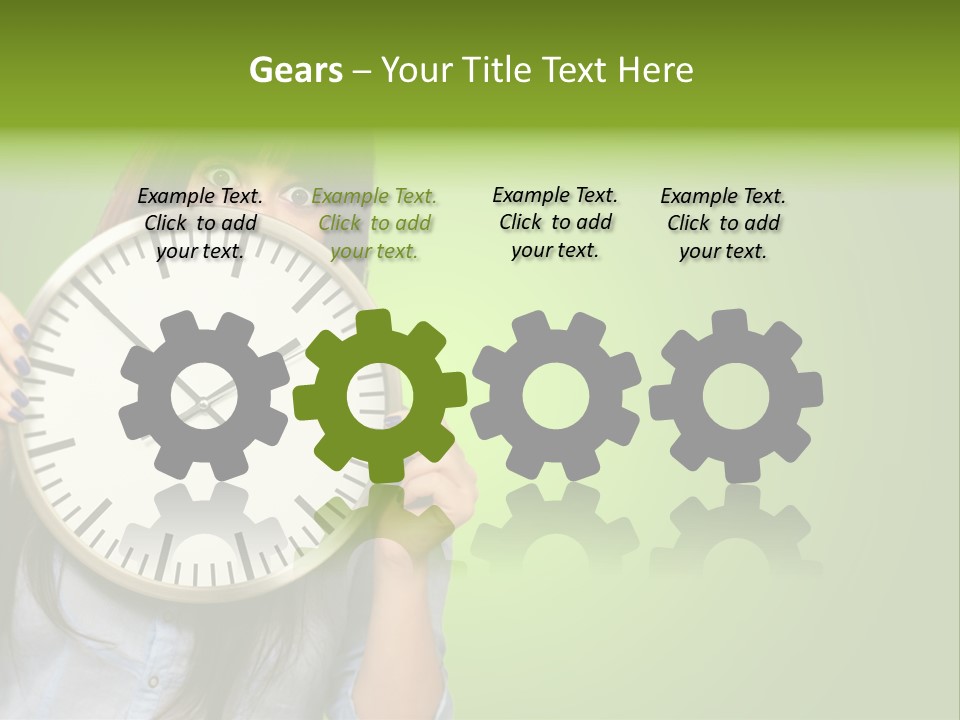 A Woman Holding A Large Clock Over Her Face PowerPoint Template