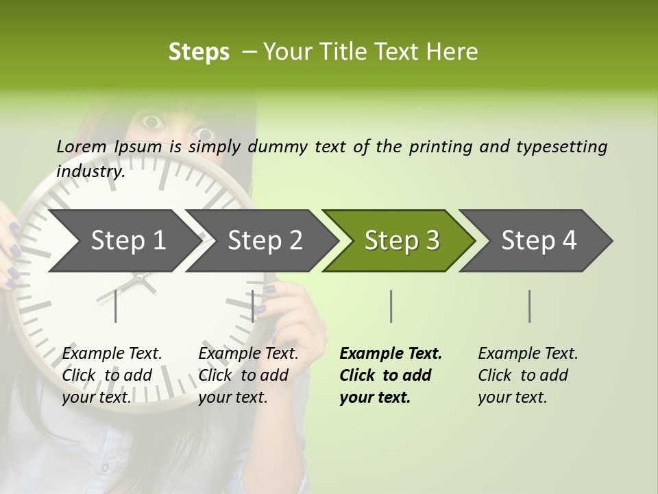 A Woman Holding A Large Clock Over Her Face PowerPoint Template