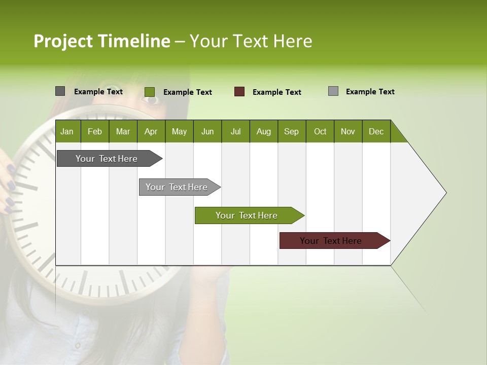 A Woman Holding A Large Clock Over Her Face PowerPoint Template