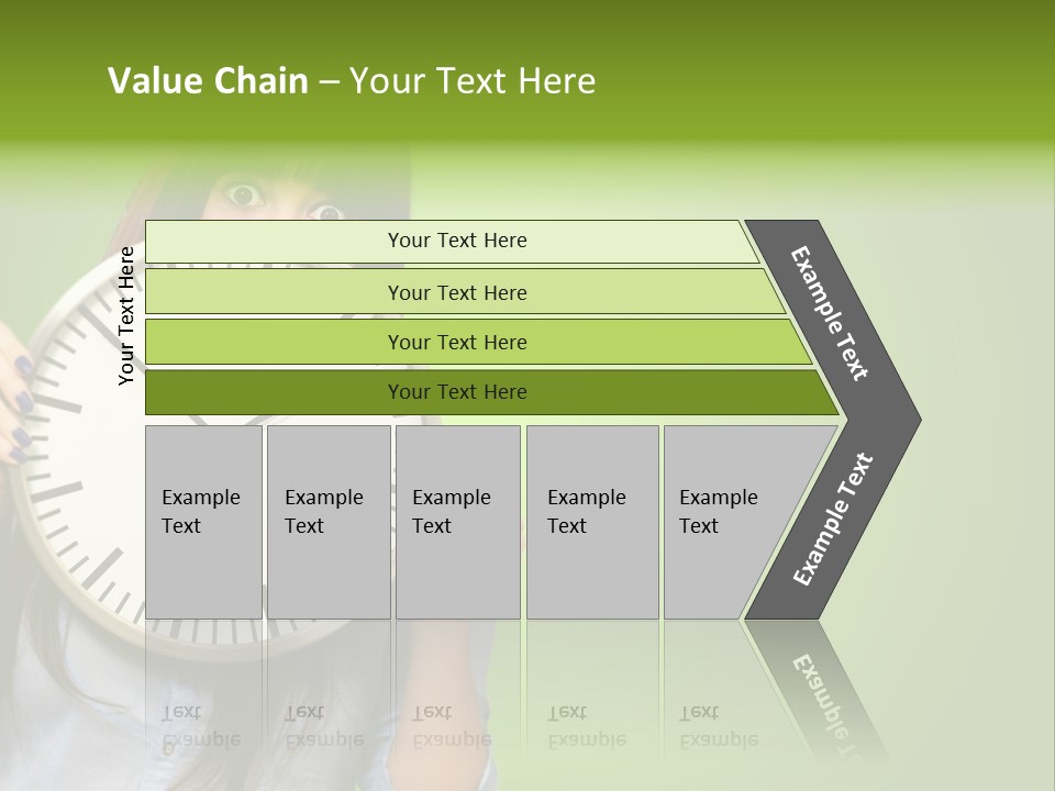 A Woman Holding A Large Clock Over Her Face PowerPoint Template