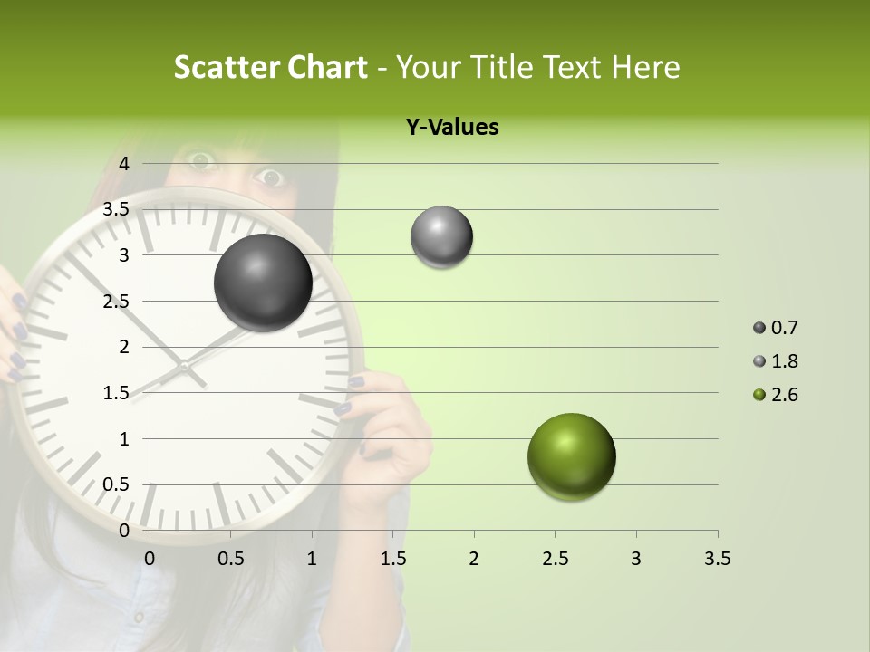 A Woman Holding A Large Clock Over Her Face PowerPoint Template