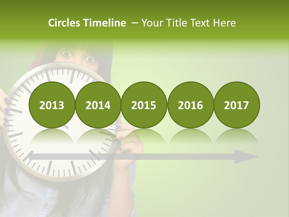 A Woman Holding A Large Clock Over Her Face PowerPoint Template