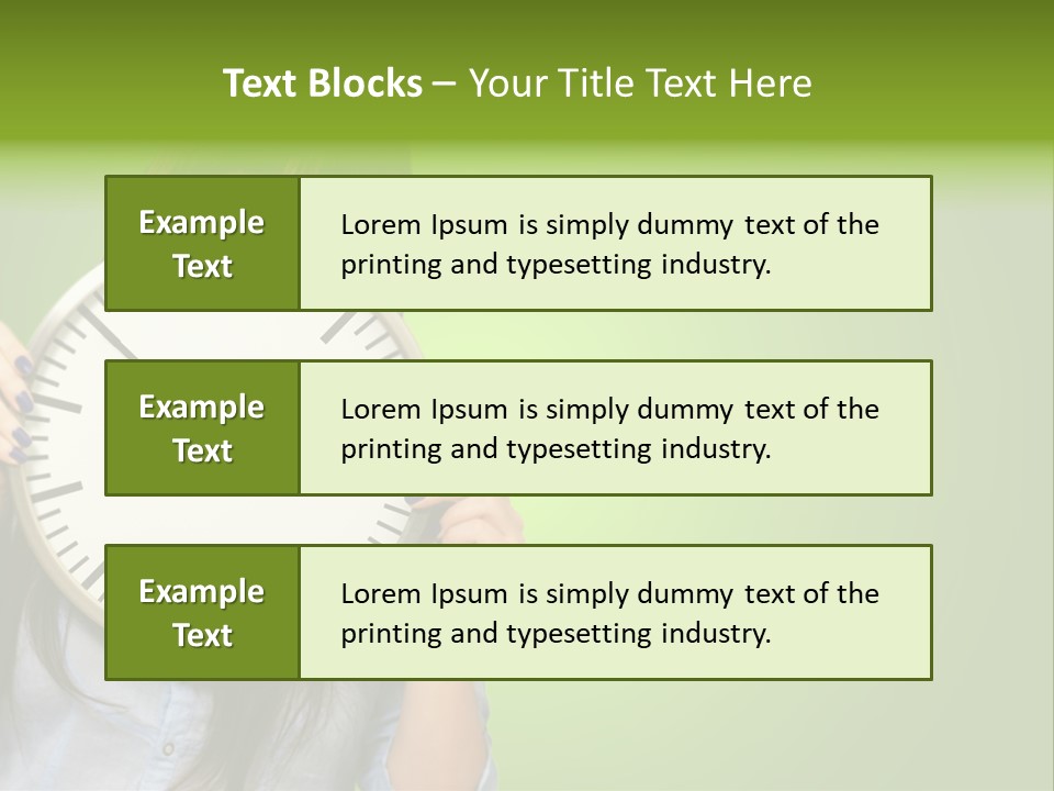 A Woman Holding A Large Clock Over Her Face PowerPoint Template