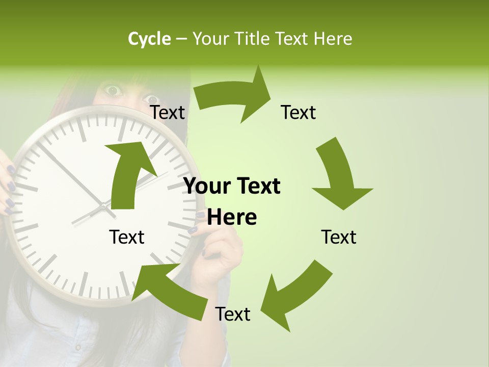 A Woman Holding A Large Clock Over Her Face PowerPoint Template