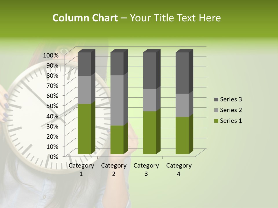 A Woman Holding A Large Clock Over Her Face PowerPoint Template