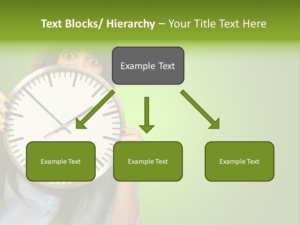 A Woman Holding A Large Clock Over Her Face PowerPoint Template