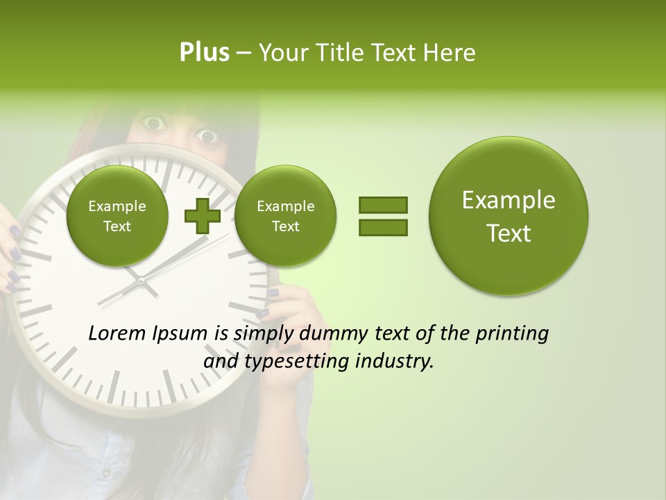 A Woman Holding A Large Clock Over Her Face PowerPoint Template