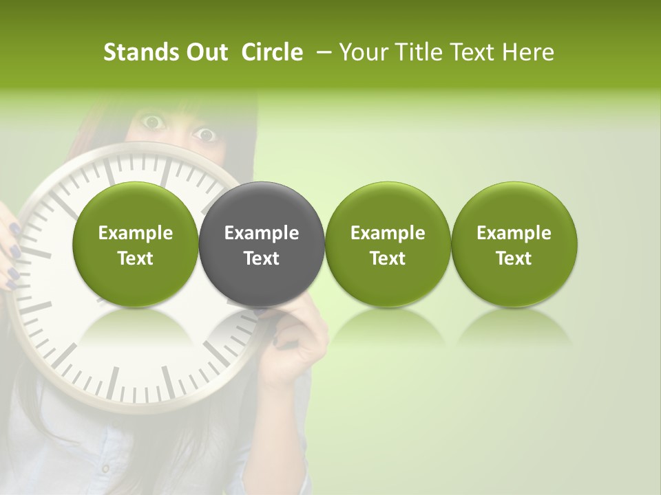 A Woman Holding A Large Clock Over Her Face PowerPoint Template