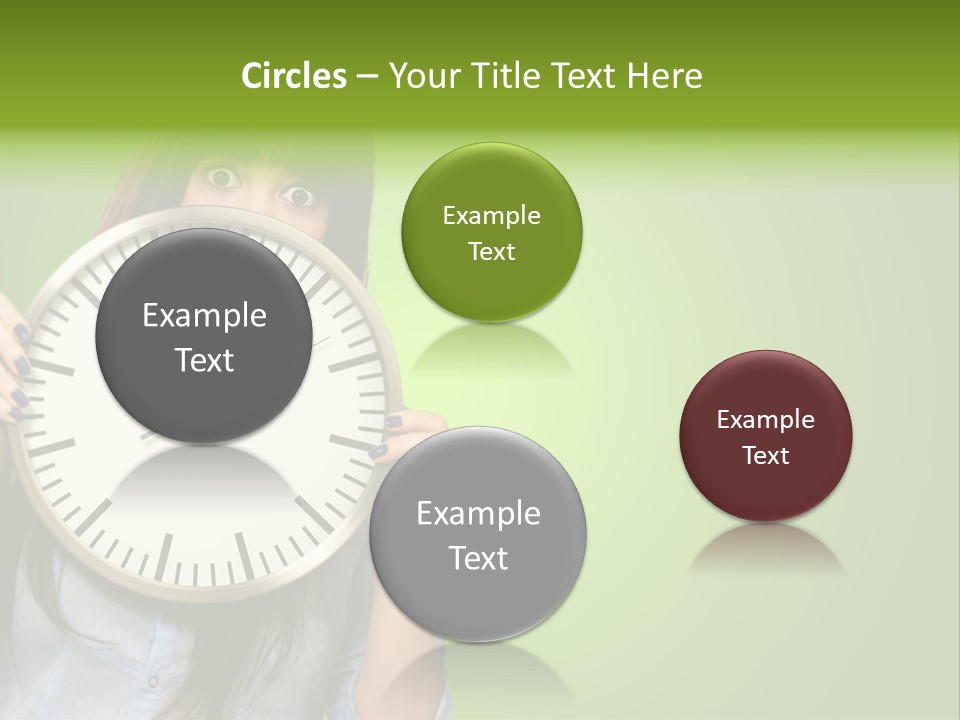 A Woman Holding A Large Clock Over Her Face PowerPoint Template