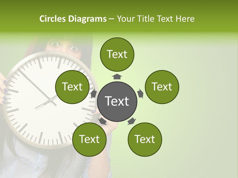 A Woman Holding A Large Clock Over Her Face PowerPoint Template