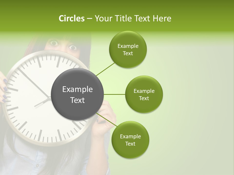 A Woman Holding A Large Clock Over Her Face PowerPoint Template