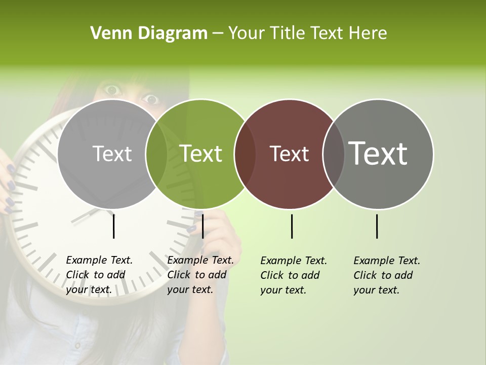 A Woman Holding A Large Clock Over Her Face PowerPoint Template