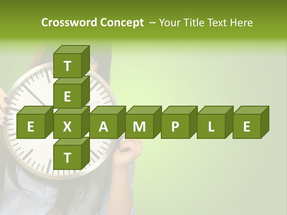 A Woman Holding A Large Clock Over Her Face PowerPoint Template