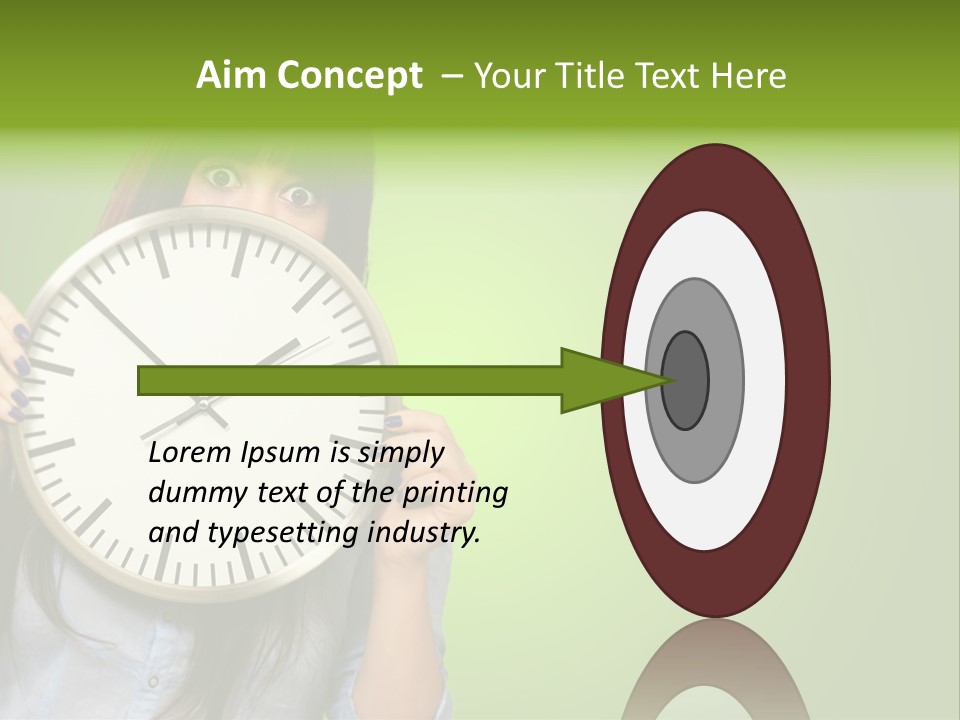 A Woman Holding A Large Clock Over Her Face PowerPoint Template