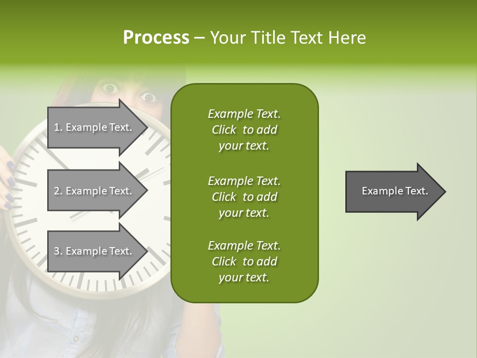 A Woman Holding A Large Clock Over Her Face PowerPoint Template