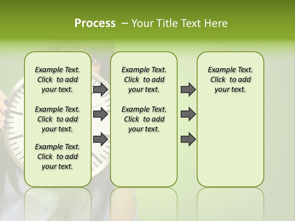 A Woman Holding A Large Clock Over Her Face PowerPoint Template