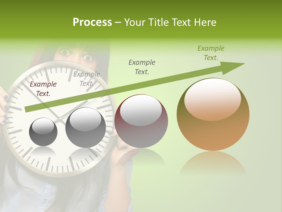 A Woman Holding A Large Clock Over Her Face PowerPoint Template