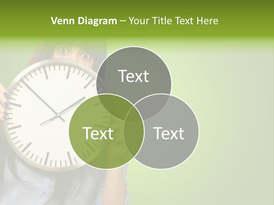 A Woman Holding A Large Clock Over Her Face PowerPoint Template