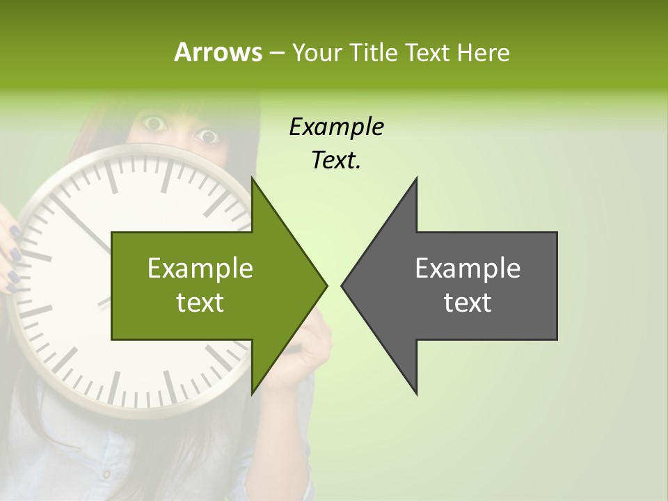 A Woman Holding A Large Clock Over Her Face PowerPoint Template