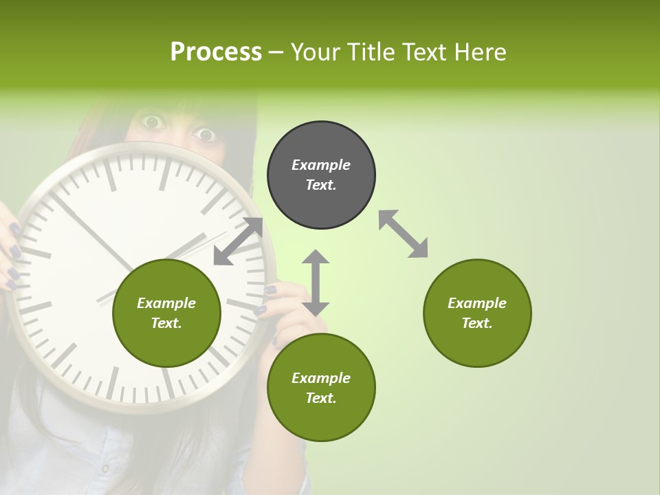 A Woman Holding A Large Clock Over Her Face PowerPoint Template