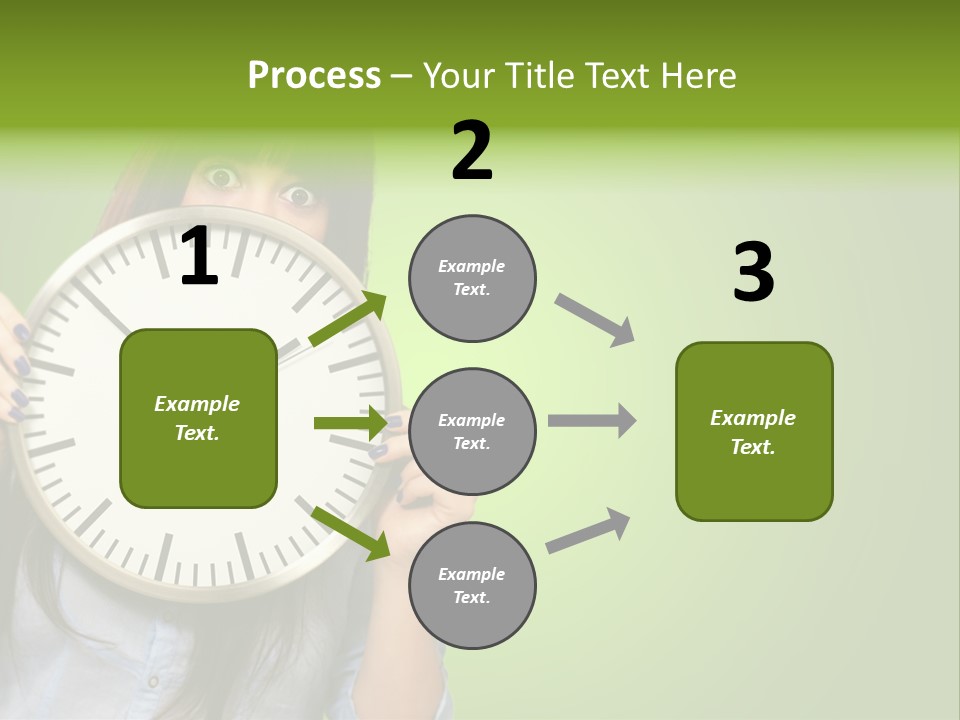 A Woman Holding A Large Clock Over Her Face PowerPoint Template