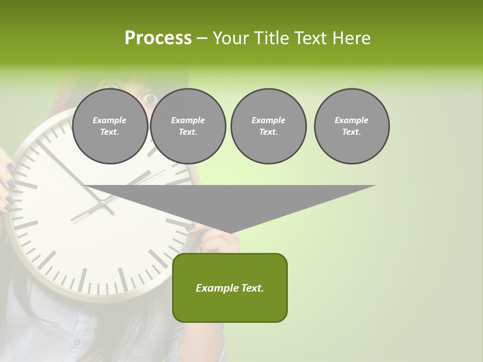 A Woman Holding A Large Clock Over Her Face PowerPoint Template