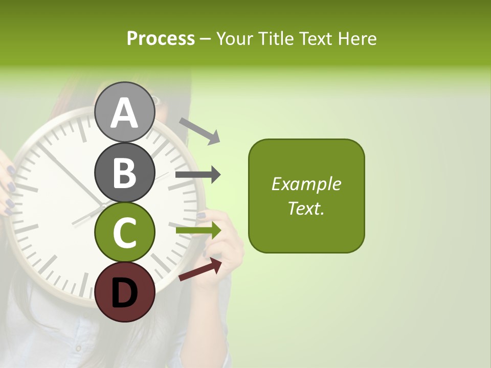 A Woman Holding A Large Clock Over Her Face PowerPoint Template