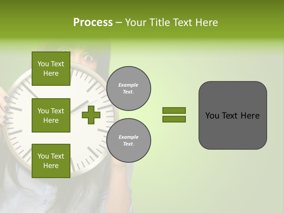 A Woman Holding A Large Clock Over Her Face PowerPoint Template