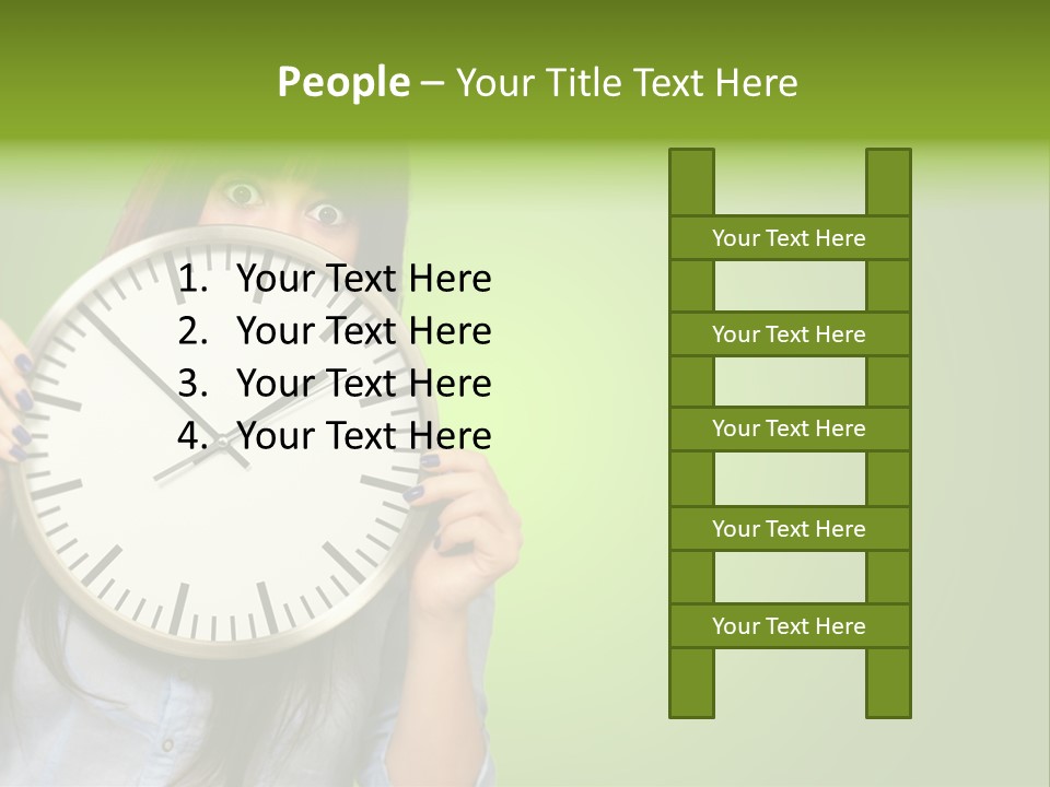 A Woman Holding A Large Clock Over Her Face PowerPoint Template